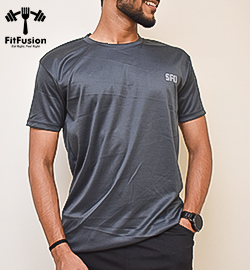 Men's Solid Sports T-shirt Dark Grey