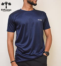 Men's Solid Sports T-shirt Navy Blue