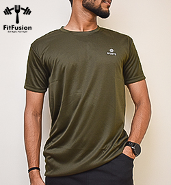 Men's Solid Sports T-shirt Olive